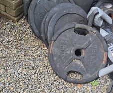 weight plates, barbell, squat rack