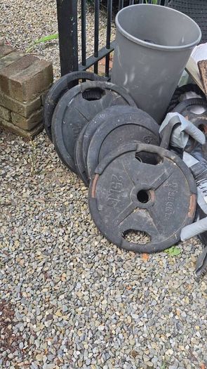 weight plates, barbell, squat rack