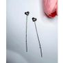Silver Drag Through Earrings with Heart Charms Image 2