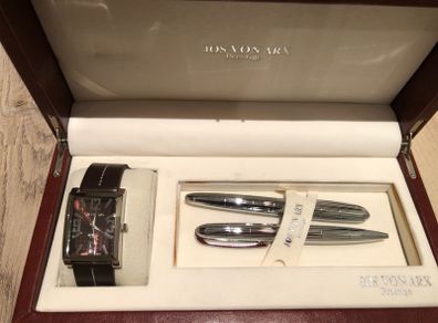 Jos Von Arx Gents Watch and Silver Plated Pen Set