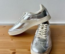 M&S silver leather sneakers, uk4, new