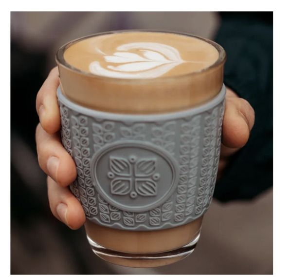 Funk My World - Grey Eco-Friendly Travel Mug Borosilicate Glass - 12oz Barrister Friendly