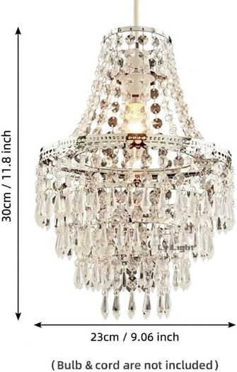 5 Tier Teardrop Crystal Beaded Chandelier Lamp Shade Pendant Light