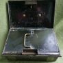 Vintage Black Metal Cash Box Document Tin Black Metal Tin Office Metal Box Supplies Office Image 3