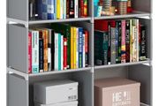 6-Tiers Portable Bookshelf with Fabric Cloth at Back, 10 Cube Closet Storage Organiser Bookcase, Living Room,Study Room,Bedroom (FREE POSTAGE)