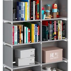 6-Tiers Portable Bookshelf with Fabric Cloth at Back, 10 Cube Closet Storage Organiser Bookcase, Living Room,Study Room,Bedroom (FREE POSTAGE)