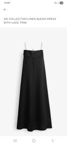 Black linen dress with lace