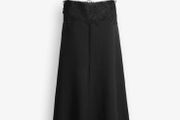 Black linen dress with lace