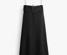 Black linen dress with lace