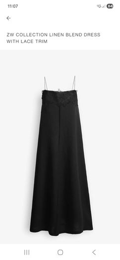 Black linen dress with lace
