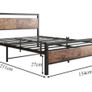 5ft King Bed Frame with Wooden Headboard,Heavy Duty Metal Platform Bed Frame King Bed Base No Box Spring Needed,Metal Slats Support Underbed Storage Space,Brown,150x200cm Image 7
