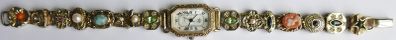 Ross Simons Vintage Multi-Stone Cameo Slide Charm Wrist Watch Gold Plated Watch