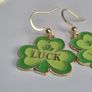 St Patrick earring green gold clover luck Image 3