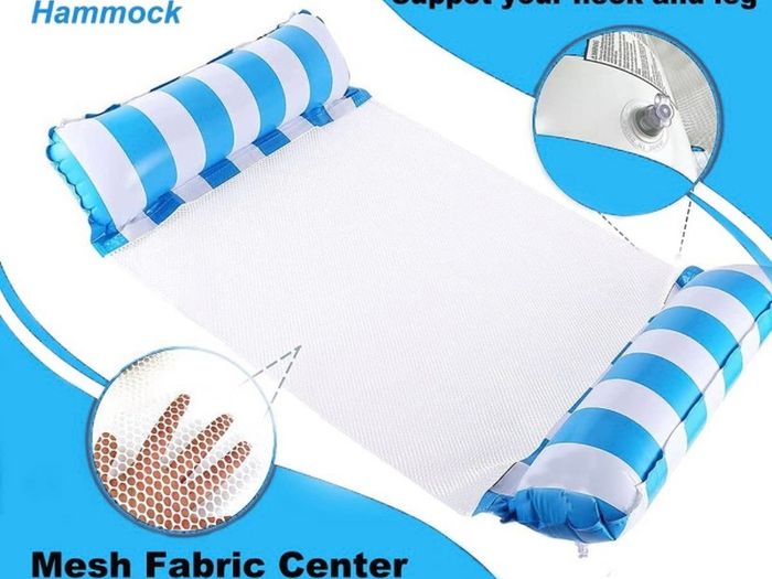 2 Pack Inflatable Pool Floats Hammock, 4-in-1 Multi-Purpose Inflatable Hammock with a Manual Air Pump, Pool Chairs to Beach, Swimming Pool, Water Lounge Party Toys (FREE POSTAGE)