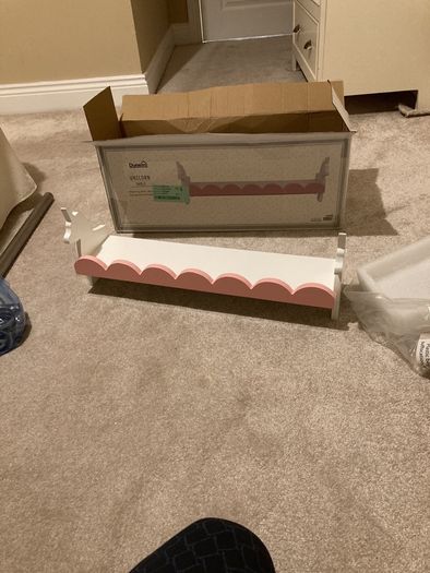 Pink and white unicorn shelves x2.