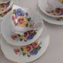 Stunning Vintage Dorchester Finest Bone China 21 Piece Teaset in a Fabulous Multicoloured Pansy Pattern in Excellent Condition Image 3