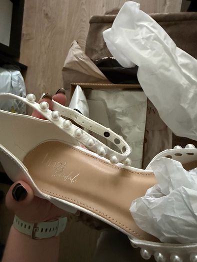 Linzi Swan Bridal Satin Pearl Heels UK Size 8