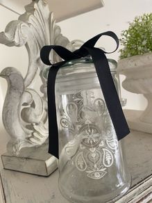 ShabbyChic Decorative Glass Storage with velvet Ribbon