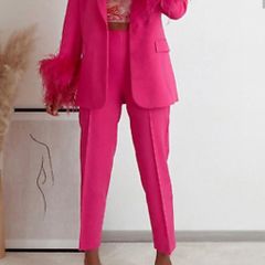 Zara Minimalist High Waist Trousers Pink XS -Brand New