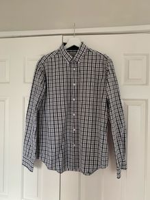 M&S Collection Mens Black & Grey Check Long Sleeve Shirt