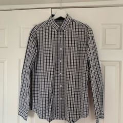 M&S Collection Mens Black & Grey Check Long Sleeve Shirt