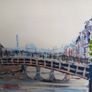 Oil Painting "Ha"penny Bridge Dublin". Frank Feld RHA.1986 Image 5