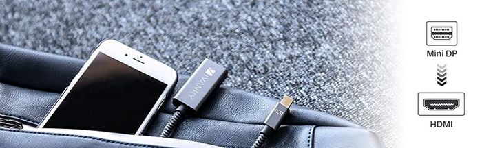 iVanky Mini Display Port Thunderbolt to HDMI (Video-Audio) TV Nylon Braided Adapter Cable (Gold-Plated) (Brand New/Warranty)