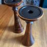 Pair of mixed wood with metal insert candlestick holders Image 3