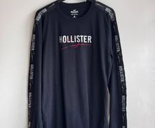 Hollister Black Long Sleeve Logo Top - Size S