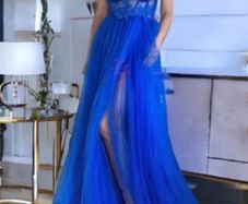 Cobalt blue Debs dress with a subtle sparkle