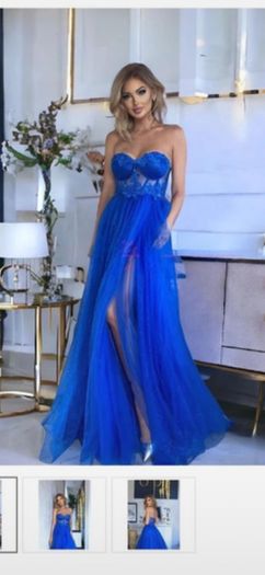 Cobalt blue Debs dress with a subtle sparkle