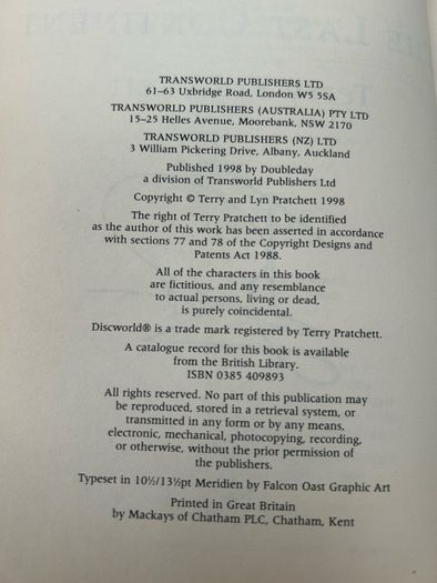 Signed Terry Pratchett The Last Continent First Edition 1998 HB Doubleday DJ