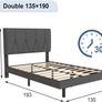 Double Bed Frame, Dark Grey, Upholstered Wooden Slat Bed Frame with Headboard, Easy Assembly, Underbed Storage, No Box Spring Needed Image 2