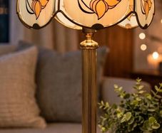 Vintage brass lamp with a Hollywood shade