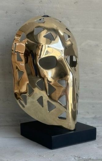 Mask Sculpture On Stand - Polished Bronze