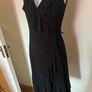 Black elastic knee-length V-Neck Wrapt dress size UK10 EU38 Postage included Image 3