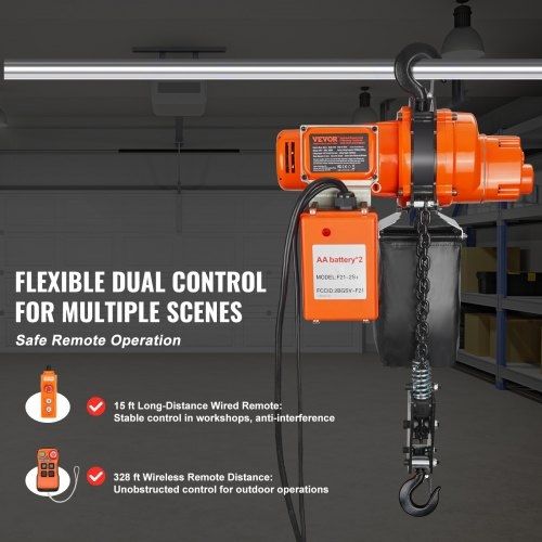 Electric Chain Hoist Single Phase Crane Hoist 997.9 kg Load 609.6 cm Lifting