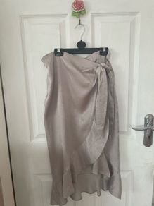 River Island Midi wrap skirt silver