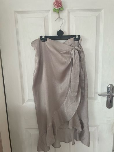 River Island Midi wrap skirt silver