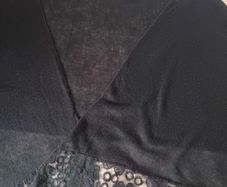 Black knit scarf / wrap with lace border