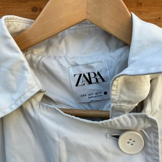 Zara Women's beige neutral long midi maxi Trench Coat belt / Size S oversized