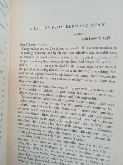 The Kaiser on Trial by George Sylvester Viereck. With Prefatory Notes by James W. Gerard and a Letter from Bernard Shaw (HQ513)