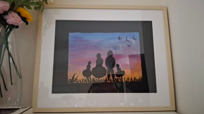 sunset family wall stone shell art