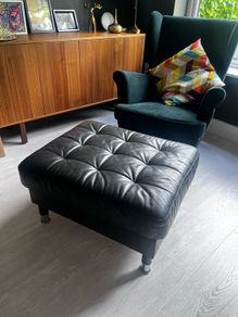 IKEA Landskrona dark brown leather footstool