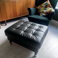 IKEA Landskrona dark brown leather footstool