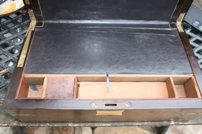 Antique Wooden Writing Box 19th century ,Brass fittings
