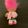 Vintage RUSS TROLL DOLL Fuchsia Hair JAPANESE Around The World JAPAN w Slippers Image 4