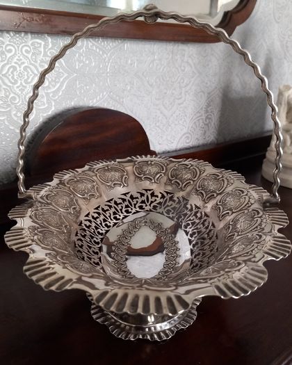 Silver plated fruit basket.