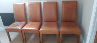 Cognac leather chairs x 4