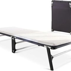 Compact Folding Bed with Comfort Mattress, Single